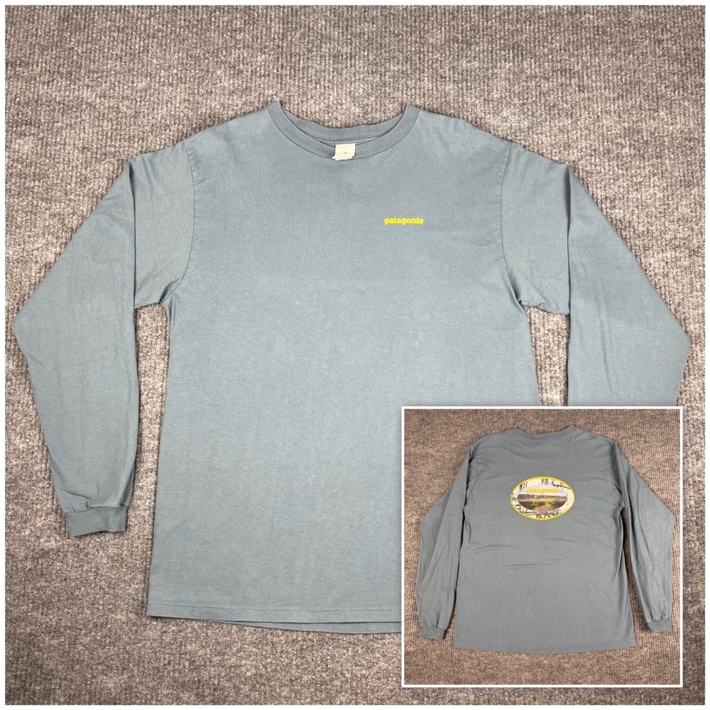 Vtg Patagonia Beneficial T's Mens L Organic Cotton‎ Surf Graphic Long Sleeve USA